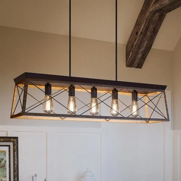 UHP2126 Luxe Industrial Linear Chandelier, 9"H x 38"W, Olde Bronze Finish, Berkeley Collection — Urban Ambiance LED Linear Lights  3000K