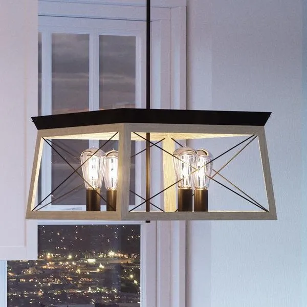UHP2123 Luxe Industrial Chandelier, 12"H x 20"W, Charcoal Finish, Berkeley Collection — Urban Ambiance LED Landscape Lights  3000K