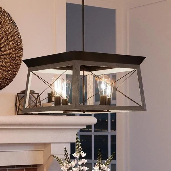 UHP2122 Luxe Industrial Chandelier, 12"H x 20"W, Olde Bronze Finish, Berkeley Collection — Urban Ambiance LED Landscape Lights  3000K