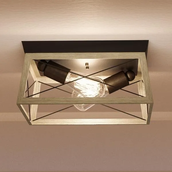 UHP2121 Luxe Industrial Flush-Mount Ceiling Fixture, 6"H x 12"W, Charcoal Finish, Berkeley Collection — Urban Ambiance LED Post Top Lights  3000K