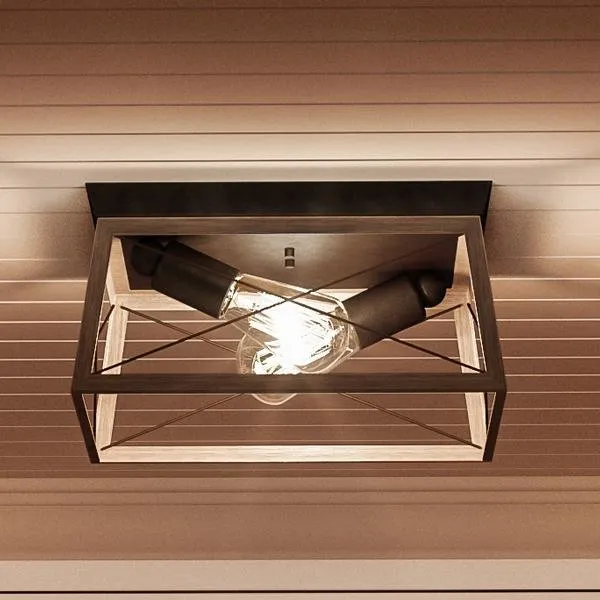 UHP2120 Luxe Industrial Flush-Mount Ceiling Fixture, 6"H x 12"W, Olde Bronze Finish, Berkeley Collection — Urban Ambiance LED Post Top Lights  3000K