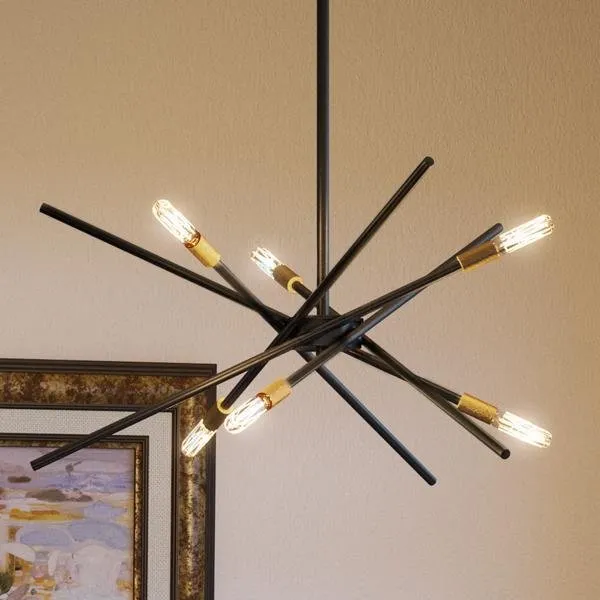 UHP2072 Modern Industrial Chandelier, 10-1/2"H x 22-5/8"W, Olde Bronze Finish, Miami Collection — Urban Ambiance LED Linear Lights  3000K