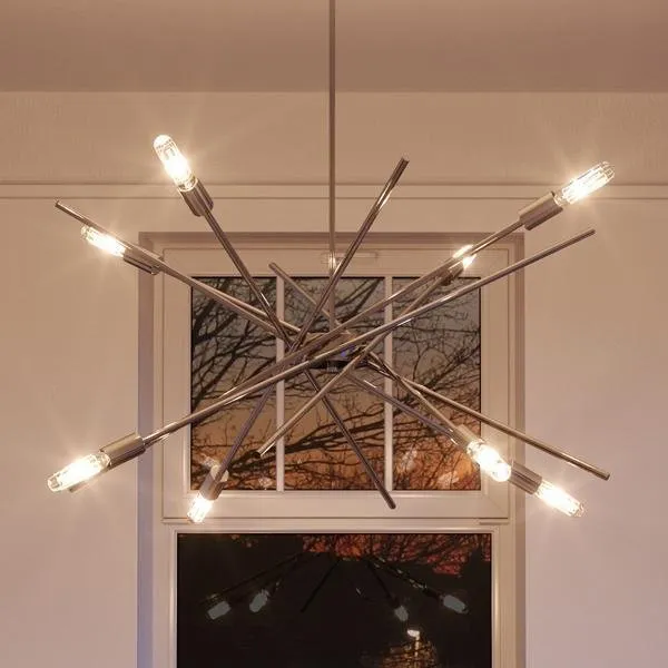 UHP2071 Modern Industrial Chandelier, 19-5/8"H x 42-3/8"W, Brushed Nickel Finish, Miami Collection — Urban Ambiance LED Linear Lights  3000K
