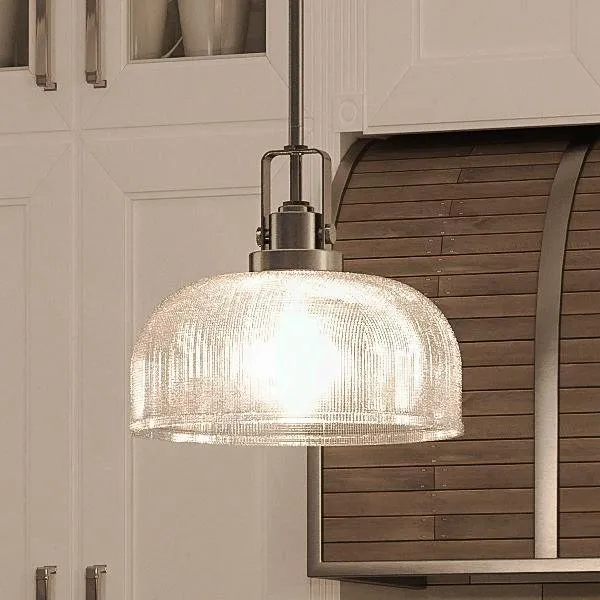 UHP2051 Luxe Industrial Pendant, 9-1/4"H x 10-1/2"W, Aged Nickel Finish, Harlow Collection — Urban Ambiance LED Landscape Lights  3000K