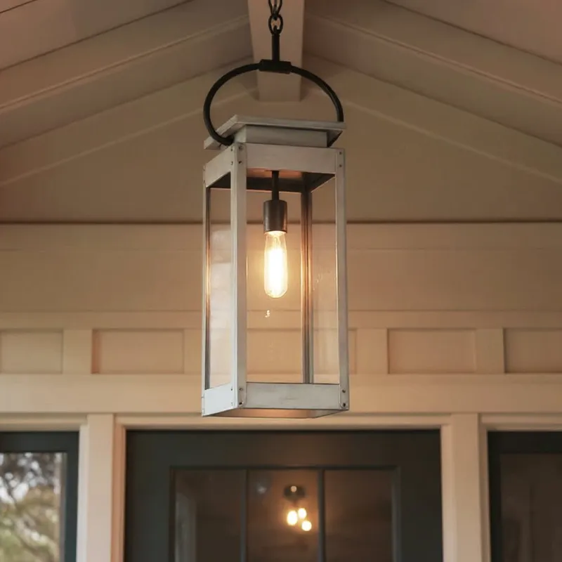 UHP1134 Modern Farmhouse Outdoor Pendant, 27-3/8"H x 7"W, Stainless Steel Finish, Darwin Collection — Urban Ambiance LED Landscape Lights  3000K