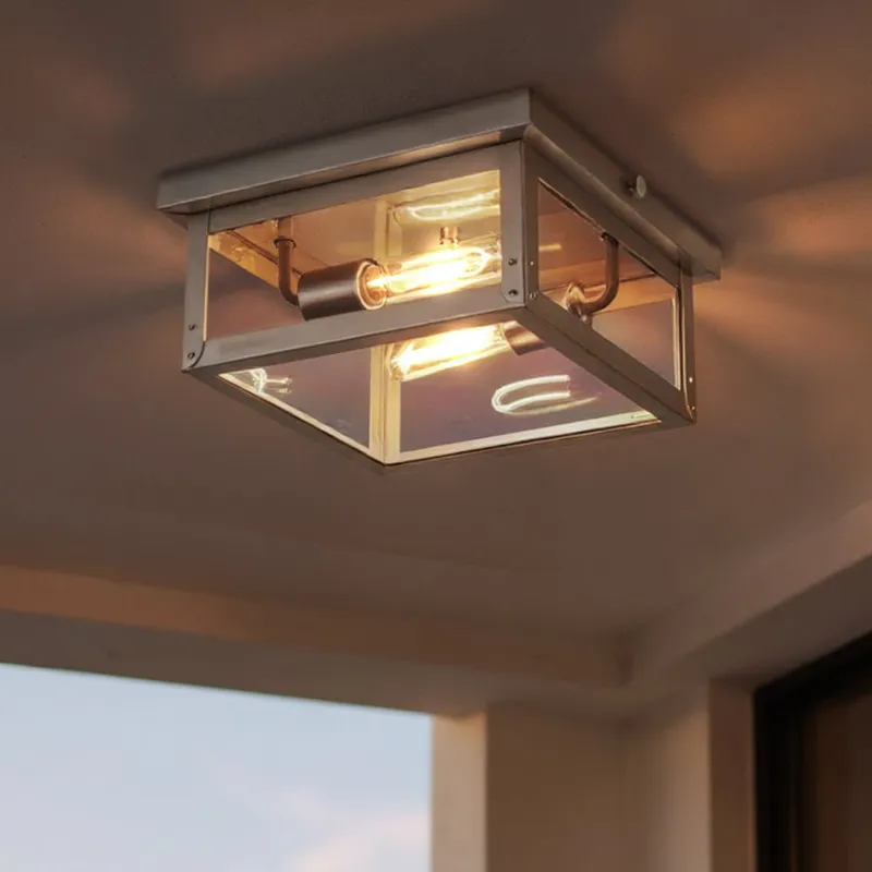 UHP1133 Modern Farmhouse Outdoor Ceiling, 5-1/2"H x 12-3/8"W, Stainless Steel Finish, Darwin Collection — Urban Ambiance LED Post Top Lights  3000K