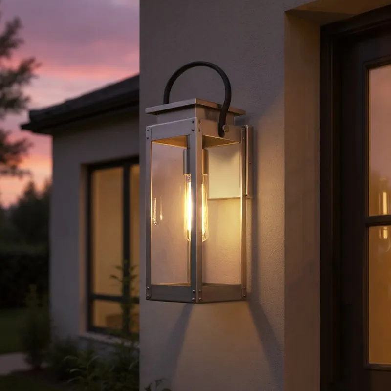 UHP1131 Modern Farmhouse Outdoor Wall Light, 19-3/8"H x 7-7/8"W, Stainless Steel Finish, Darwin Collection — Urban Ambiance LED Wall Lights  3000K