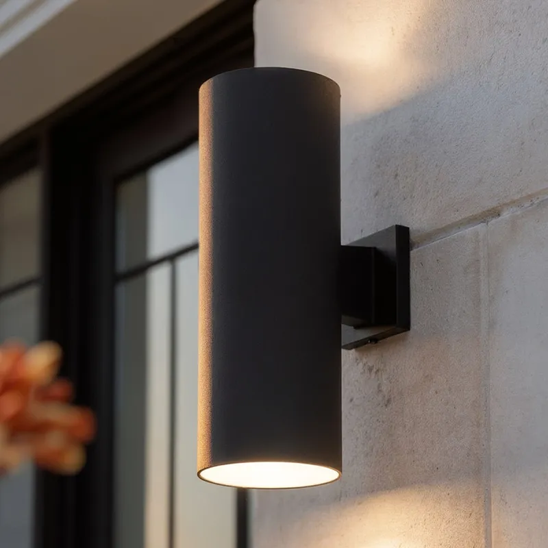 UHP1066 Contemporary Outdoor Wall Light, 18"H x 6"W, Midnight Black Finish, Hollywood Collection — Urban Ambiance LED Linear Lights  3000K