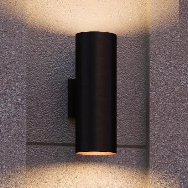 UHP1062 Contemporary Outdoor Wall Light, 14"H x 5"W, Midnight Black Finish, Hollywood Collection — Urban Ambiance LED Linear Lights  3000K