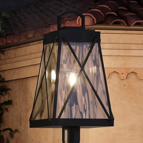 UHP1057 English Country Outdoor Post/Pier Light, 21-3/4"H x 10-1/2"W, Midnight Black, Saint Paul Collection — Urban Ambiance LED Lighting Controls  3000K