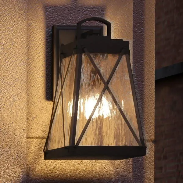 UHP1053 English Country Outdoor Wall Light, 15-3/4"H x 8-3/8"W, Midnight Black Finish, Saint Paul Collection — Urban Ambiance LED Wall Lights  3000K