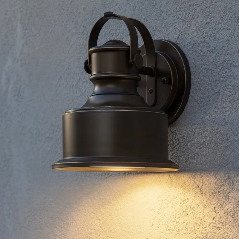 UHP1040 Luxe Industrial Outdoor Wall Light, 10"H x 8-1/2"W, Olde Bronze Finish, Reno Collection — Urban Ambiance LED Wall Lights  3000K
