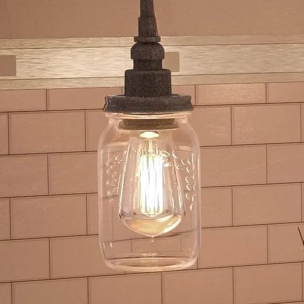 UQL2665 Industrial Hanging Pendant Light, 9.5"H x 4"W, Antique Black Finish, Dallas Collection — Urban Ambiance LED Landscape Lights  3000K