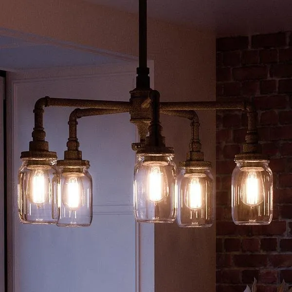 UQL2663 Industrial Chandelier, 23"H x 26"W, Antique Black Finish, Dallas Collection — Urban Ambiance LED Landscape Lights  3000K