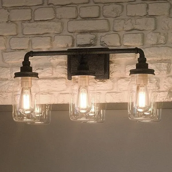 UQL2662 Industrial Bathroom Light, 11"H x 21.5"W, Antique Black Finish, Dallas Collection — Urban Ambiance LED Linear Lights  3000K