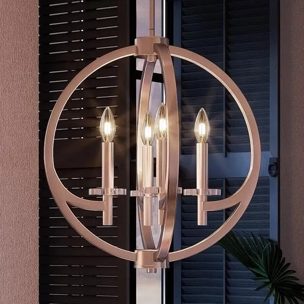 UQL2550 Globe Chandelier, 19.5"H x 18"W, Brushed Nickel Finish, Denver Collection — Urban Ambiance LED Landscape Lights  3000K