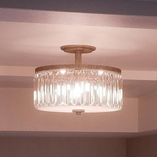 UQL2520 Traditional Ceiling Light, 11.25"H x 15.25"W, Antique Gold Finish, Austin Collection — Urban Ambiance LED Post Top Lights  3000K