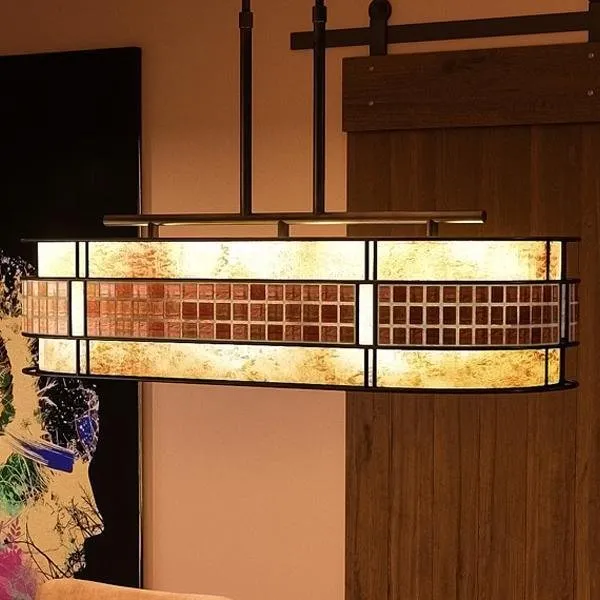 UQL2432 Art Deco Deco Linear Chandelier, 21"H x 37"W, Copper Revival Finish, Genoa Collection — Urban Ambiance LED Linear Lights  3000K