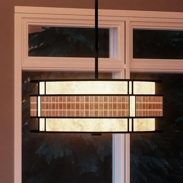UQL2431 Art Deco Deco Chandelier, 6.5"H x 16"W, Copper Revival Finish, Genoa Collection — Urban Ambiance LED Landscape Lights  3000K