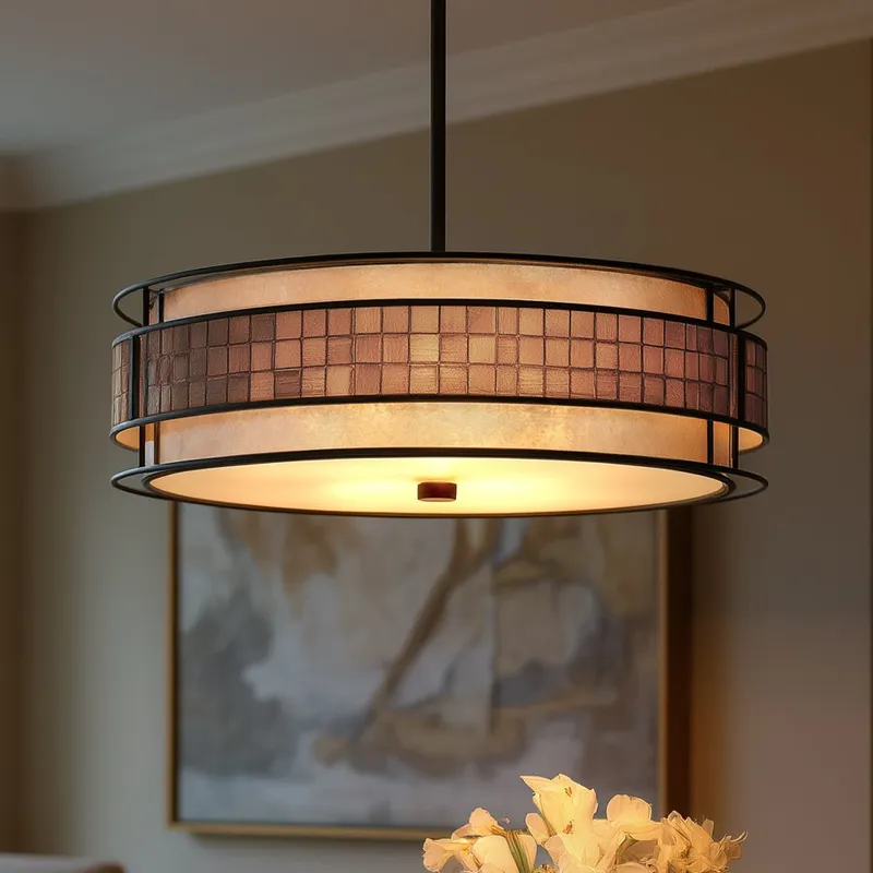 UQL2430 Art Deco Deco Chandelier, 5.5"H x 22"W, Copper Revival Finish, Genoa Collection — Urban Ambiance LED Landscape Lights  3000K