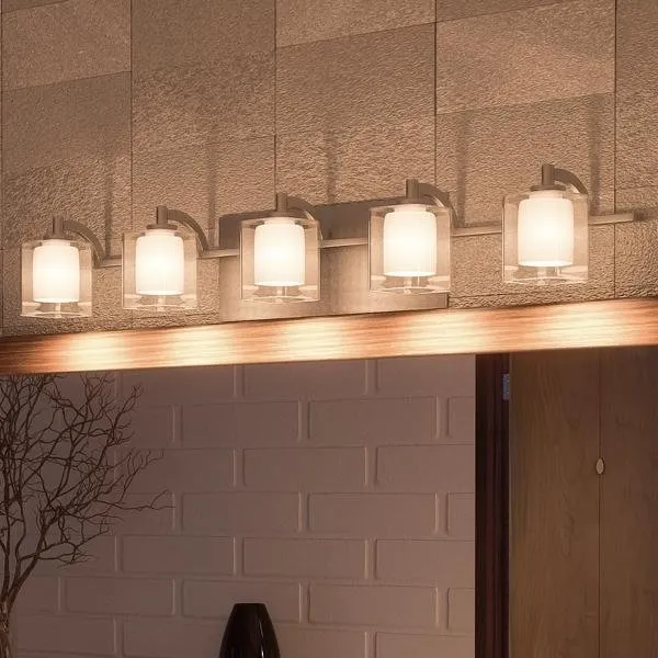 UQL2406 Modern Bathroom Vanity Light, 6"H x 42"W, Brushed Nickel Finish, Napa Collection — Urban Ambiance LED Linear Lights  3000K