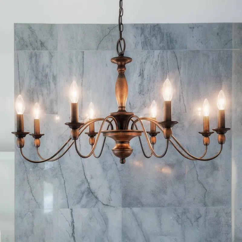 UQL2351 Americana Chandelier, 19.5"H x 29"W, Rustic Bronze Finish, Raleigh Collection — Urban Ambiance LED Landscape Lights  3000K