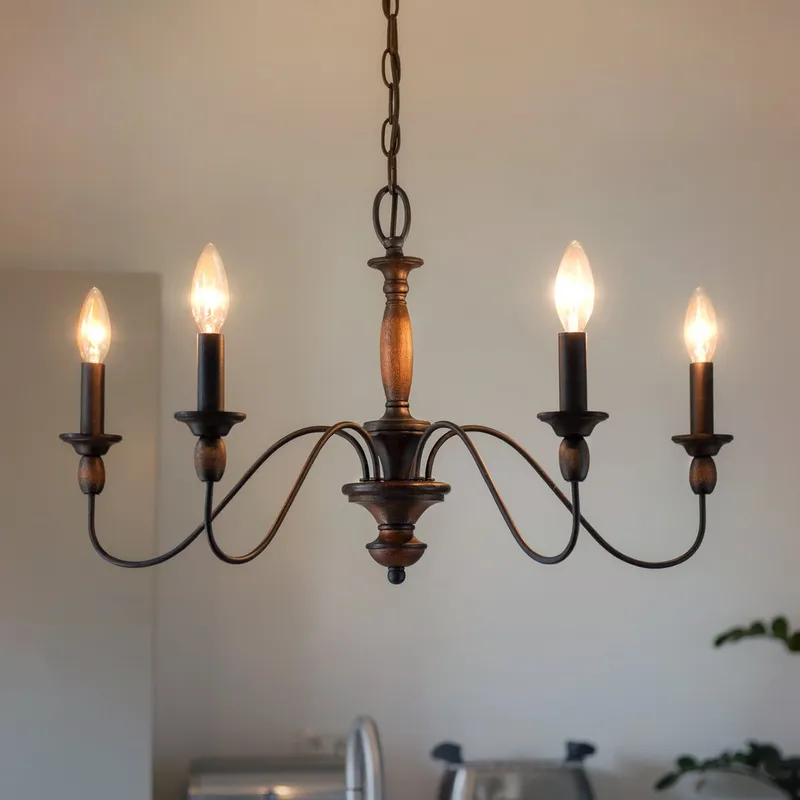 UQL2350 Americana Chandelier, 14.25"H x 24"W, Rustic Bronze Finish, Raleigh Collection — Urban Ambiance LED Landscape Lights  3000K