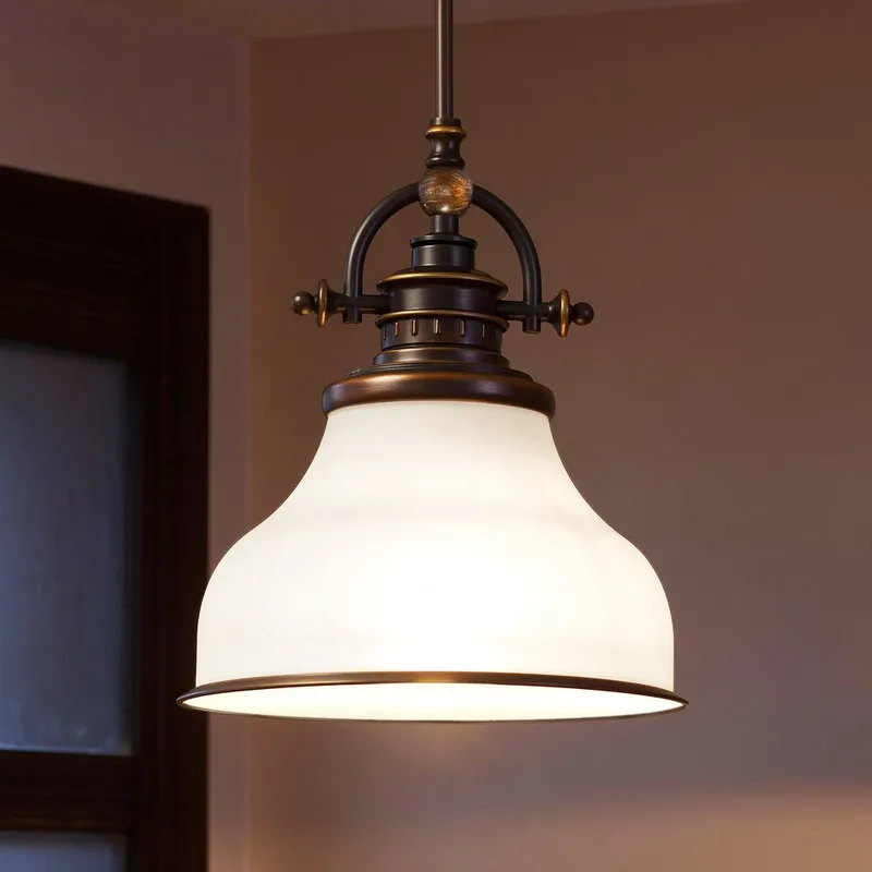 UQL2338 Industrial Pendant Light, 9.5"H x 8"W, Parisian Bronze Finish, Pasadena Collection — Urban Ambiance LED Landscape Lights  3000K