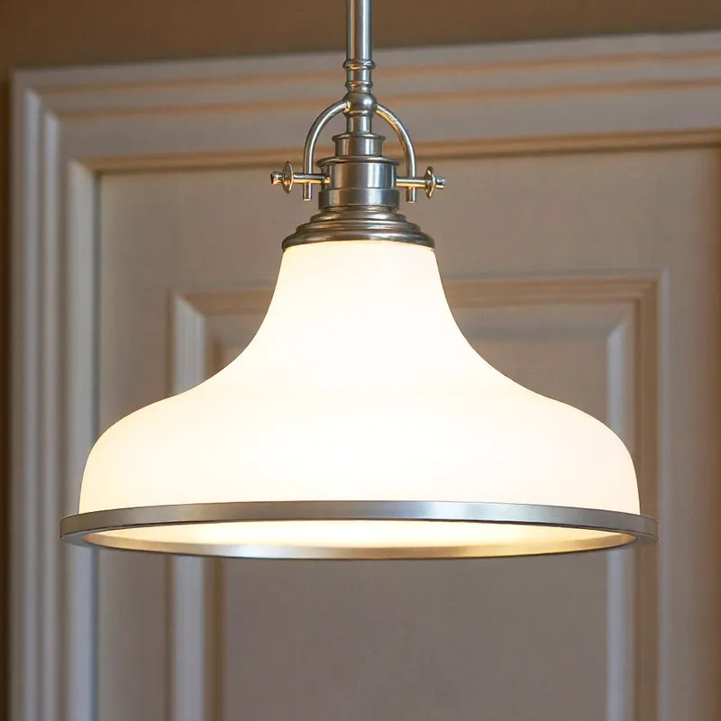 UQL2333 Industrial Pendant, 11.5"H x 13.5"W, Brushed Nickel Finish, Pasadena Collection — Urban Ambiance LED Landscape Lights  3000K