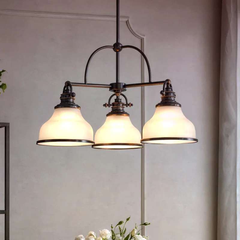 UQL2332 Industrial Chandelier, 15.5"H x 24"W, Parisian Bronze Finish, Pasadena Collection — Urban Ambiance LED Landscape Lights  3000K