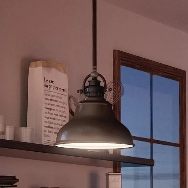UQL2291 Industrial Hanging Pendant Light, 9"H x 8"W, Parisian Bronze Finish, Sonoma Collection — Urban Ambiance LED Landscape Lights  3000K