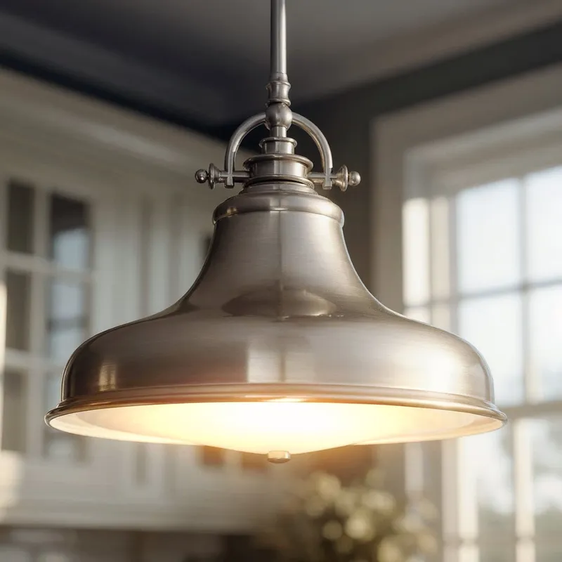 UQL2286 Industrial Hanging Pendant Light, 11.5"H x 13.5"W, Brushed Nickel Finish, Sonoma Collection — Urban Ambiance LED Landscape Lights  3000K