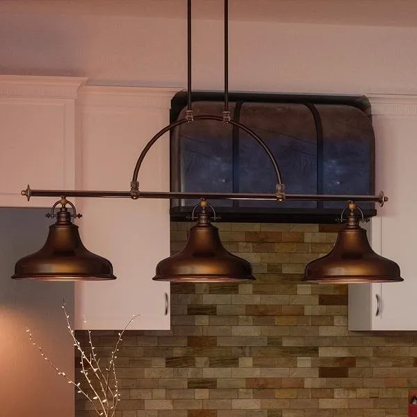 UQL2285 Industrial Chandelier, 23.5"H x 52.5"W, Parisian Bronze Finish, Sonoma Collection — Urban Ambiance LED Linear Lights  3000K