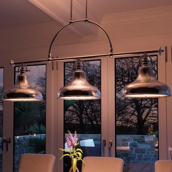UQL2283 Industrial Chandelier, 23.5"H x 52.5"W, Brushed Nickel Finish, Sonoma Collection — Urban Ambiance LED Linear Lights  3000K