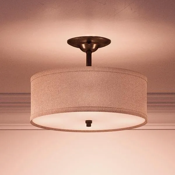 UQL2231 Modern Farmhouse Farmhouse Semi-Flush Ceiling Light, 12"H x 17"W, Bronze Finish, Dublin Collection — Urban Ambiance LED Post Top Lights  3000K