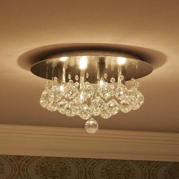 UQL2083 Traditional Flush Mount Ceiling Light, 7.75"H x 13.75"W, Chrome Finish, Manhattan Collection — Urban Ambiance LED Post Top Lights  3000K
