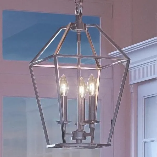UQL2060 Colonial Chandelier, 17"H x 9.5"W, Polished Nickel Finish, Charleston Collection — Urban Ambiance LED Landscape Lights  3000K