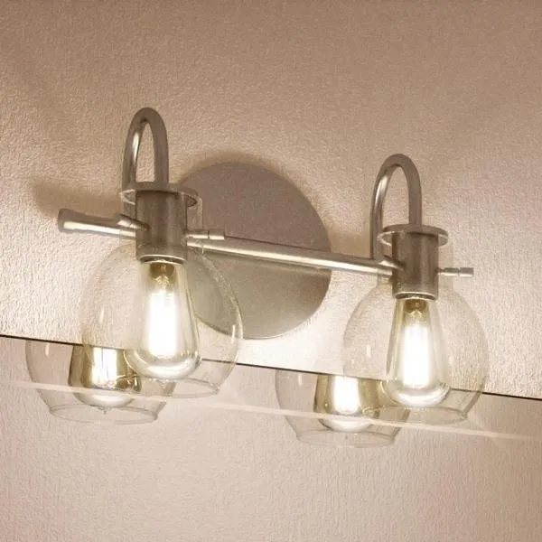UQL2040 Vintage Bathroom Light, 9"H x 14"W, Aged Nickel Finish, Venice Collection — Urban Ambiance LED Linear Lights  3000K
