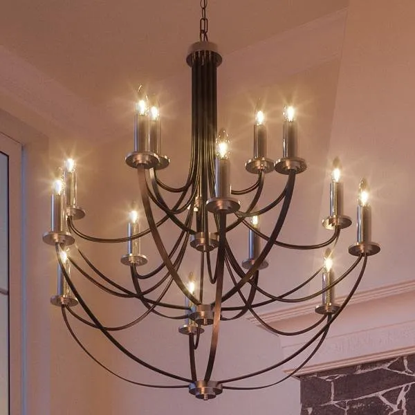UQL2013 XL Mid-Century Modern Chandelier, 43"H x 41"W, Black Silk Finish, Marseille Collection — Urban Ambiance LED Landscape Lights  3000K