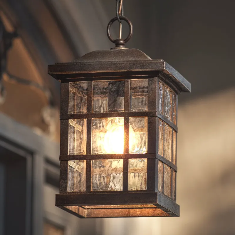 UQL1251 Craftsman Outdoor Pendant Light, 15"H x 9.5"W, Parisian Bronze Finish, Zurich Collection, Marine-Grade Construction — Urban Ambiance LED Landscape Lights  3000K