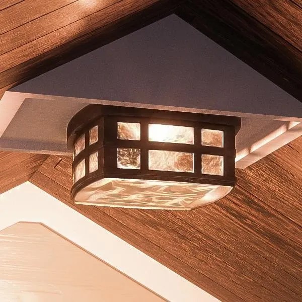 UQL1249 Craftsman Outdoor Ceiling Light, 5.75"H x 12"W, Parisian Bronze Finish, Zurich Collection, Marine-Grade Construction — Urban Ambiance LED Post Top Lights  3000K