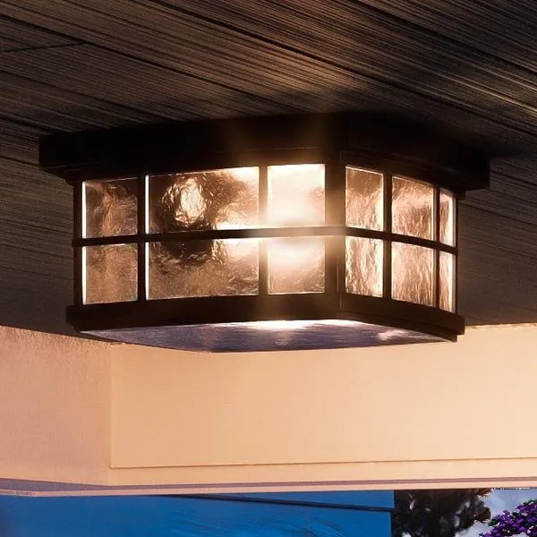UQL1248 Craftsman Outdoor Ceiling Light, 5.75"H x 12"W, Black Silk Finish, Zurich Collection, Marine-Grade Construction — Urban Ambiance LED Post Top Lights  3000K