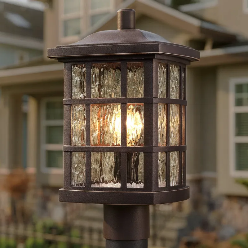 UQL1247 Craftsman Outdoor Post Light, 16.5"H x 9.5"W, Parisian Bronze Finish, Zurich Collection, Marine-Grade Construction — Urban Ambiance LED Lighting Controls  3000K