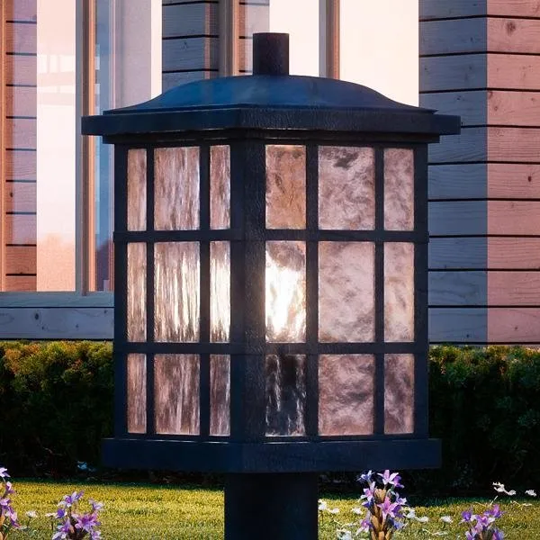 UQL1246 Craftsman Outdoor Post Light, 16.5"H x 9.5"W, Black Silk Finish, Zurich Collection, Marine-Grade Construction — Urban Ambiance LED Lighting Controls  3000K