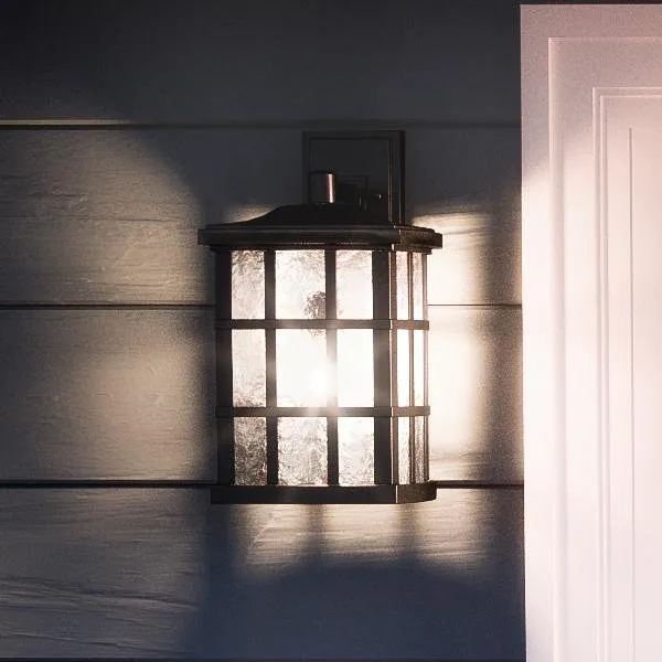 UQL1234 Craftsman Outdoor Wall Light, 15.5"H x 9.5"W, Black Silk Finish, Zurich Collection, Marine-Grade Construction — Urban Ambiance LED Wall Lights  3000K