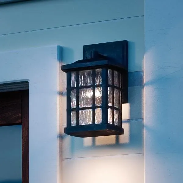 UQL1230 Craftsman Outdoor Wall Light, 10.5"H x 6.5"W, Black Silk Finish, Zurich Collection, Marine-Grade Construction — Urban Ambiance LED Wall Lights  3000K