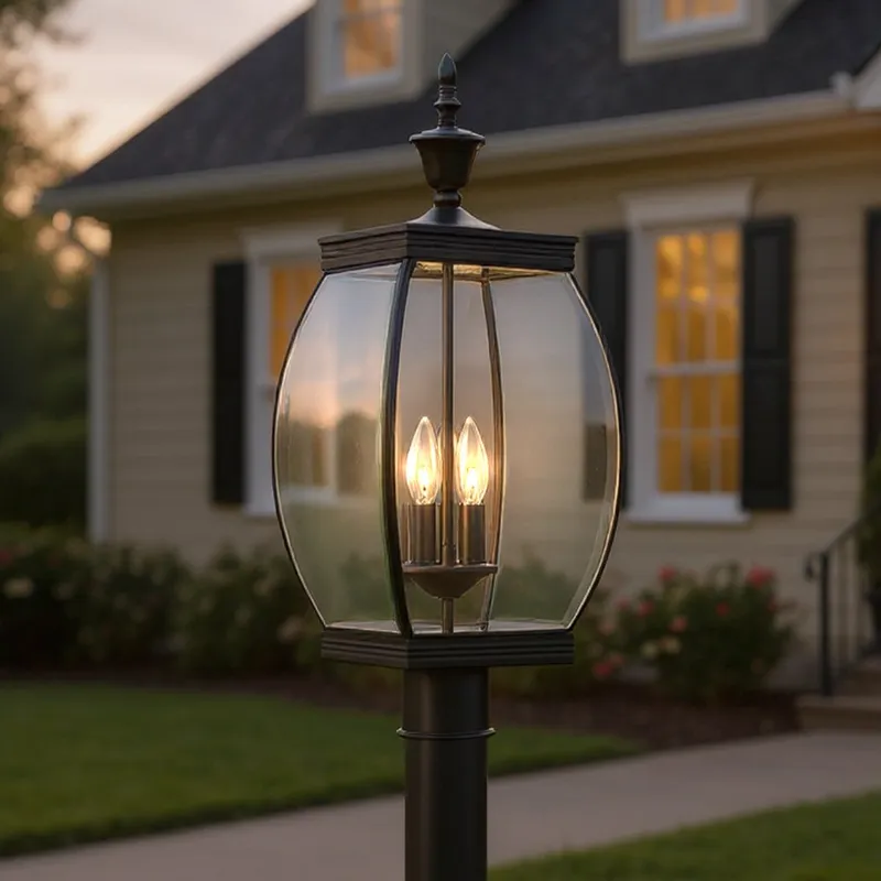 UQL1174 Colonial Outdoor Post Light, 22"H x 9"W, Medieval Bronze Finish, Manchester Collection — Urban Ambiance LED Lighting Controls  3000K