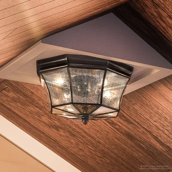 UQL1155 Colonial Outdoor Ceiling Light, 8"H x 15.25"W, Black Silk Finish, Cambridge Collection — Urban Ambiance LED Post Top Lights  3000K