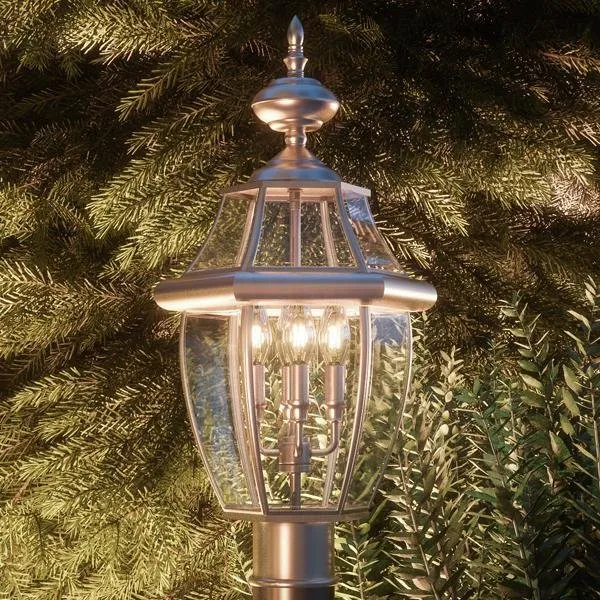 UQL1151 Colonial Outdoor Post Light, 23"H x 12.5"W, Aged Silver Finish, Cambridge Collection — Urban Ambiance LED Wall Lights  3000K