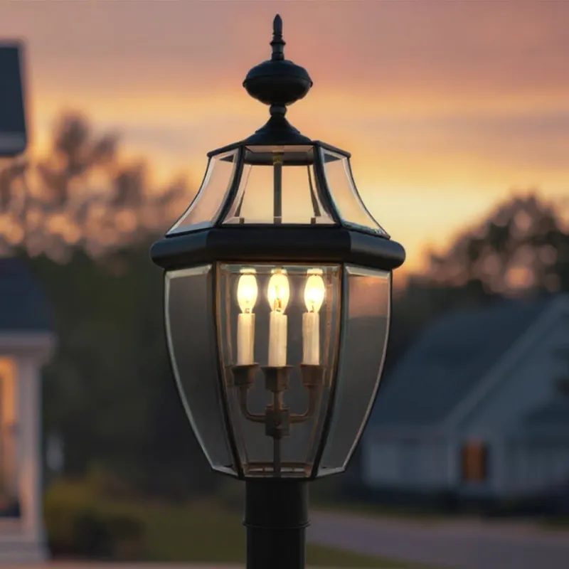 UQL1150 Colonial Outdoor Post Light, 23"H x 12.5"W, Black Silk Finish, Cambridge Collection — Urban Ambiance LED Wall Lights  3000K